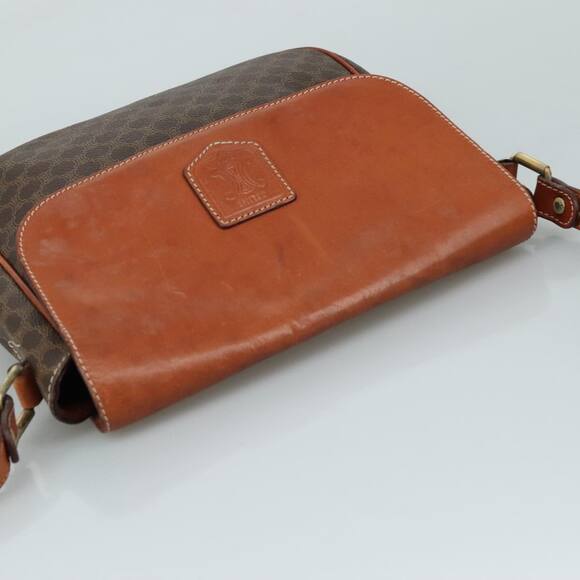 CELINE Macadam Canvas Shoulder Bag Pvc Leather Brown Gold - Picture 6 of 13